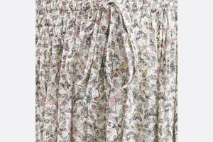 Flared Mid-Length Skirt • White Cotton Muslin with Multicolor Libellule Camouflage Motif