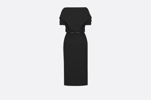 Wraparound Mid-Length Dress • Black Wool Crepe
