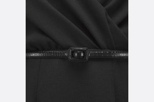 Wraparound Mid-Length Dress • Black Wool Crepe