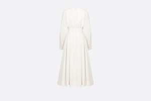 Flared Mid-Length Dress • Ecru Cotton and Silk Poplin