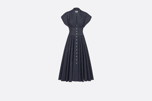 Flared Mid-Length Dress • Deep Blue Cotton Denim