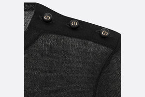 Short-Sleeved Sweater • Black Cotton Blend Knit