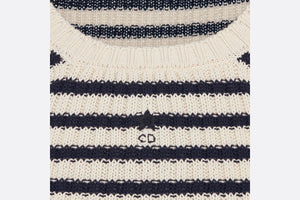 Dioriviera Twinset • White and Navy Blue Cotton Ribbed Knit with Dior Marinière Motif