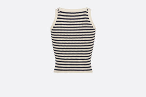 Dioriviera Twinset • White and Navy Blue Cotton Ribbed Knit with Dior Marinière Motif