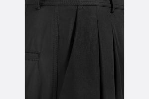 Wide-Leg Pants • Black Cotton Gabardine