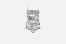 Load image into Gallery viewer, Dioriviera One-Piece Swimsuit • White and Navy Blue Technical Fabric with Toile de Jouy Sauvage Motif
