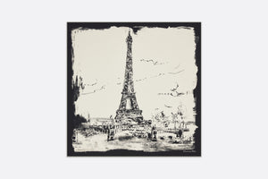 Paris 90 Square Scarf • Ecru and Black Silk Twill