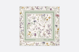 Dior Herbarium 90 Square Scarf • Ivory and Light Green Multicolor Silk Twill