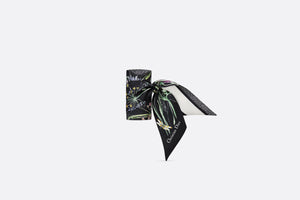 Dior Herbarium Mitzah Scarf • Black Multicolor Silk Twill