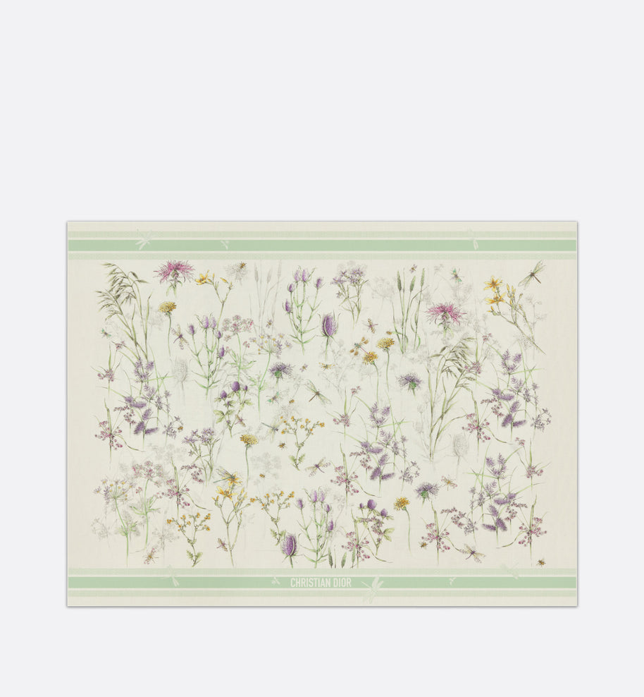 Dior Herbarium Sarong • Ivory and Light Green Multicolor Cotton