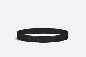 Reversible Belt Strap • Black Dior Gravity Leather and Black Smooth Calfskin, 35 MM