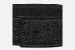Reversible Belt Strap • Black Dior Gravity Leather and Black Smooth Calfskin, 35 MM