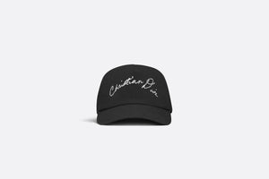 Baseball Cap with Handwritten Christian Dior Signature • Black Cotton Canvas