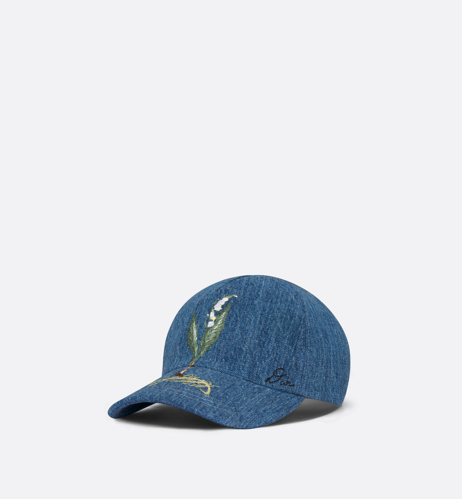 Lily of the Valley Baseball Cap • Blue Cotton Denim