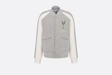 Load image into Gallery viewer, Lily of the Valley Varsity Jacket • Gray Cotton Fleece
