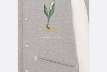 Load image into Gallery viewer, Lily of the Valley Varsity Jacket • Gray Cotton Fleece
