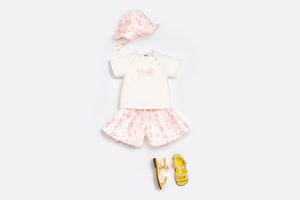 Baby Shorts • Ivory Cotton Poplin with Pink Seasonal Floral Motif