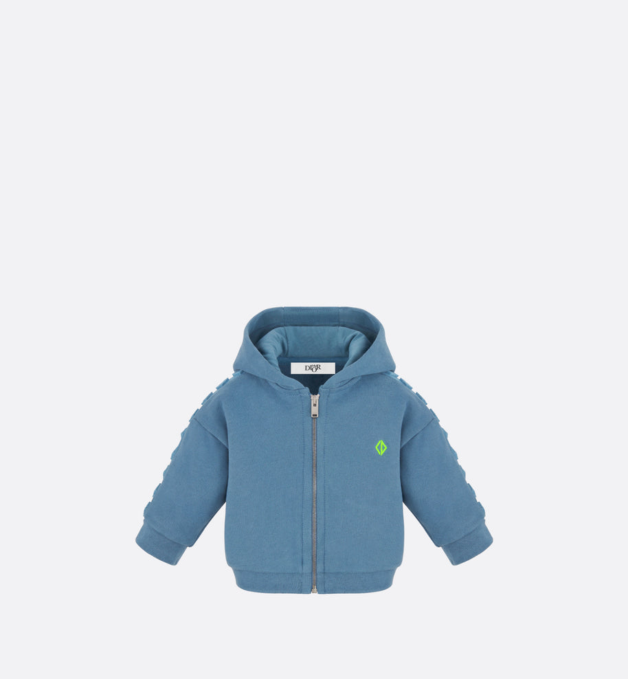 Baby Zipped Hooded Sweatshirt • Blue Cotton Fleece