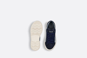 Kids' B33 Low-Top Sneaker • Blue and White Dior Oblique Jacquard with Navy Blue Suede