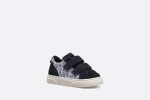 Baby B33 Low-Top Sneaker • Blue and White Dior Oblique Jacquard and Navy Blue Suede