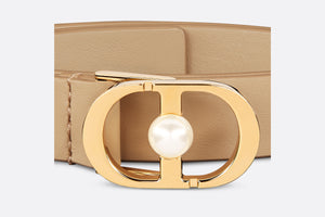 30 Montaigne Jolie Belt • Biscuit Smooth Calfskin and White Resin Pearl, 20 MM