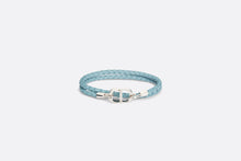 Load image into Gallery viewer, CD Icon Braided Leather Bracelet • Blue Calfskin and Silver-Finish Brass
