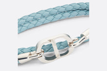 Load image into Gallery viewer, CD Icon Braided Leather Bracelet • Blue Calfskin and Silver-Finish Brass
