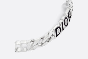 Dior Italic Chain Link Bracelet • Silver-Finish Brass and Black Resin