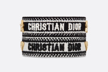 Load image into Gallery viewer, Christian Dior Bracelet Set • Black and White Embroidery with Gold-Finish Metal and White Crystals
