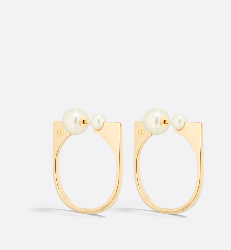 Dior Tribales New Look Earrings • Gold-Finish Metal and White Resin Pearls