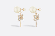 Load image into Gallery viewer, Dior Tribales Earrings • Matte Gold-Finish Metal with White Resin Pearls and Silver-Tone Crystals
