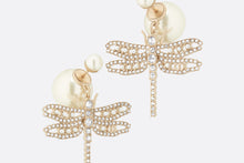 Load image into Gallery viewer, Dior Tribales Earrings • Matte Gold-Finish Metal with White Resin Pearls and Silver-Tone Crystals
