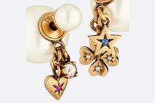 Load image into Gallery viewer, Dior Tribales Earrings • Antique Gold-Finish Metal with White Resin Pearls and Multicolor Crystals
