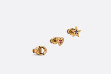 Load image into Gallery viewer, Dior Lucky Charms Set of Stud Earrings • Antique Gold-Finish Metal with Pink and Blue Crystals
