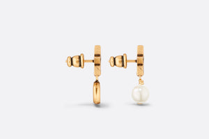 Dior Lucky Charms Studs • Antique Gold-Finish Metal, White Resin Pearl and Blue Crystals