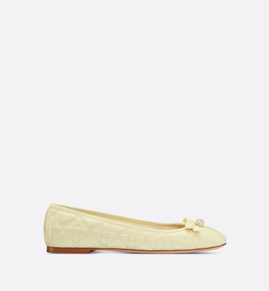Dior Ballet Flat • Pastel Yellow Quilted Cannage Calfskin