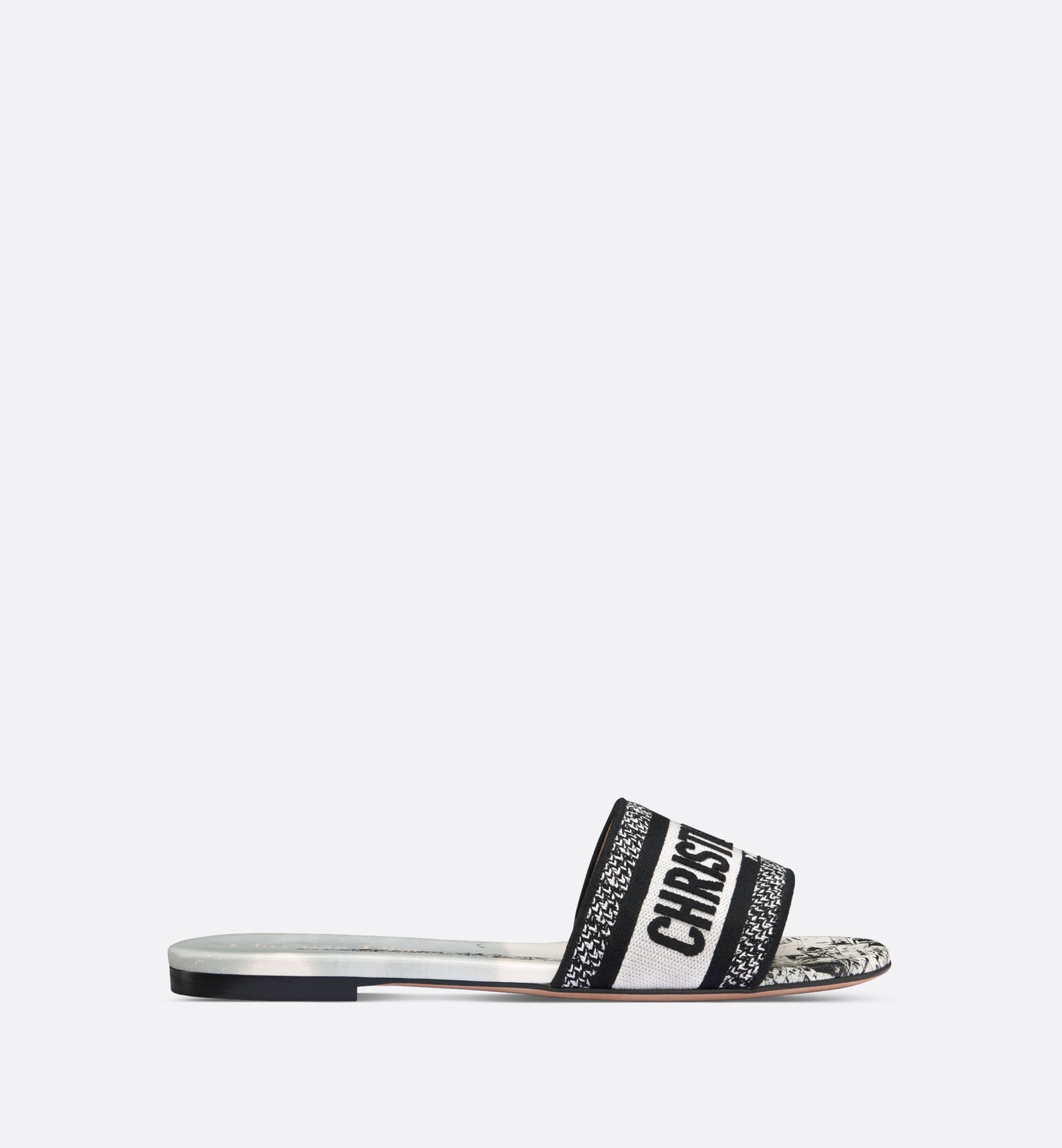 Dway Slide • Cotton Embroidered with White and Black Paris Motif