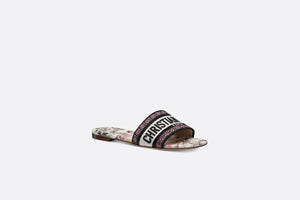 Dway Slide • White Cotton Embroidered with Multicolor Libellule Camouflage Motif