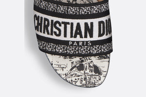 Dway Slide • Cotton Embroidered with White and Black Paris Allover Motif