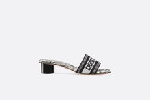 Load image into Gallery viewer, Dway Heeled Slide • Cotton Embroidered with White and Black Paris Allover Motif
