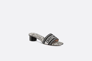 Dway Heeled Slide • Cotton Embroidered with White and Black Paris Allover Motif