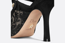 Load image into Gallery viewer, Dior Capture Heeled Mule • Transparent Mesh Embroidered with Black Butterfly Motif and Suede Calfskin
