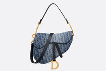 Load image into Gallery viewer, Saddle Bag with Strap • Blue Denim Dior Oblique Jacquard
