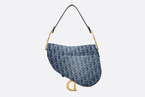 Saddle Bag with Strap • Blue Denim Dior Oblique Jacquard