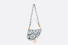 Load image into Gallery viewer, Saddle Bag with Strap • White and Navy Blue Toile de Jouy Soleil Printed Calfskin
