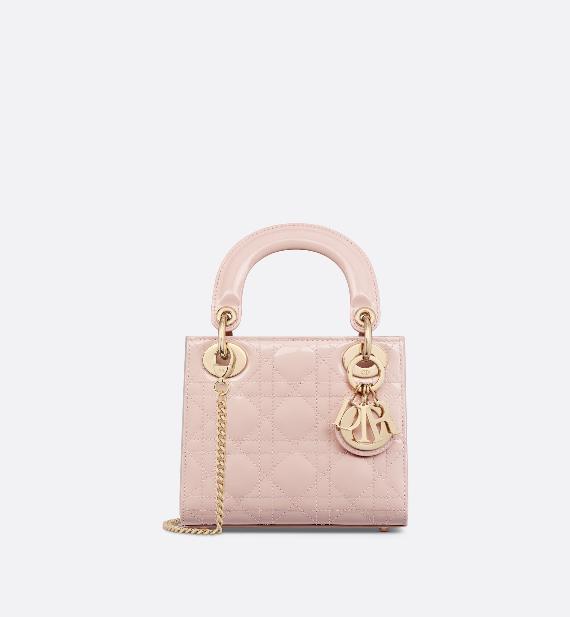 Mini Lady Dior Bag • Powder Pink Patent Cannage Calfskin