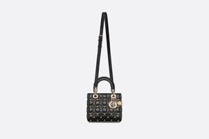 Small Lady Dior Bag • Latte Cannage Lambskin with Gold-Finish Sun Studs