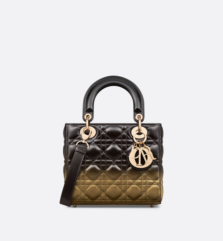 Small Lady Dior Bag • Black and Gold-Tone Gradient Cannage Lambskin