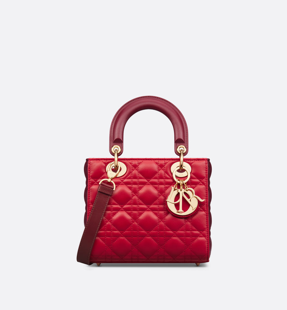 Small Lady Dior Bag • Two-Tone Garnet Red and Burgundy Cannage Lambskin