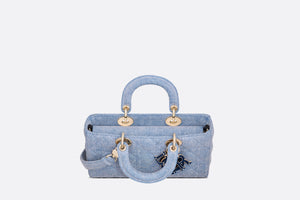 Medium Lady D-Joy Bag • Blue Macrocannage Denim